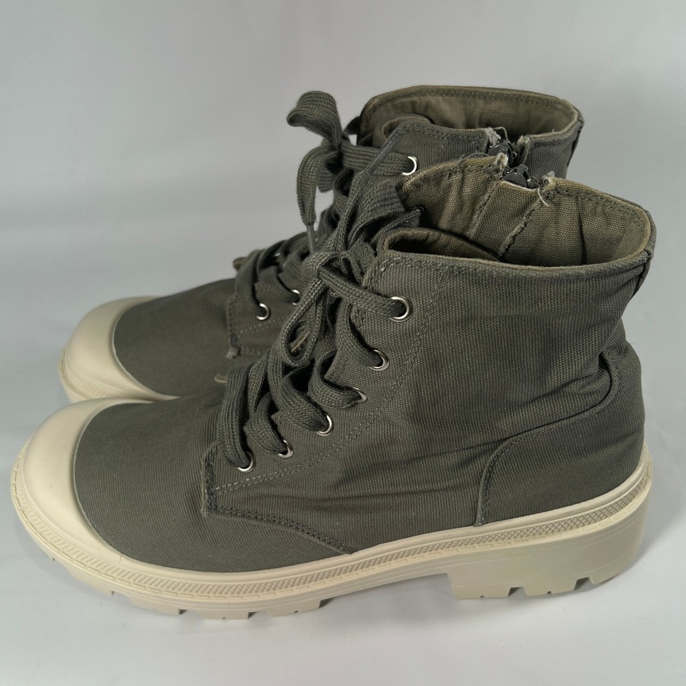 Portland‎ Boot Co JoJo Sage Green Canvas Lug Sole Sneaker Boots Women's 10M - Picture 4 of 10